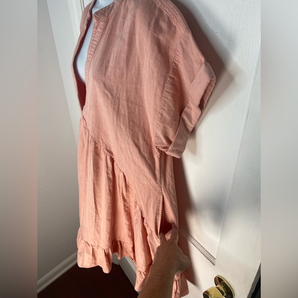 Free People M Denim Agnus Juliet Blush Pink Ruffle Dress - Picture 5 of 8